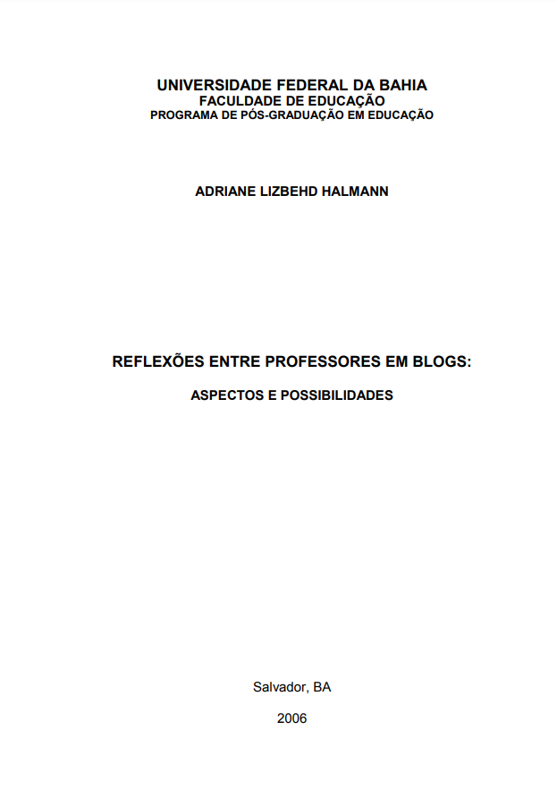 Leia mais sobre o artigo Reflexão entre professores em blogs: aspectos e possibilidades